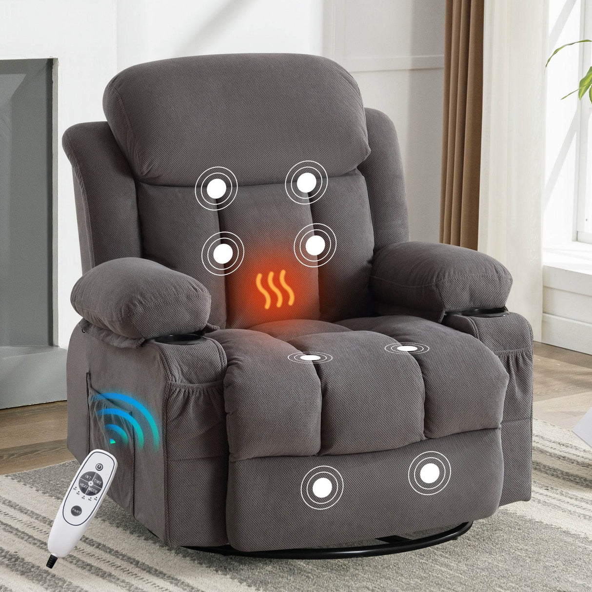 Soft Velvet Swinging Recliner Massage Lounge Chair