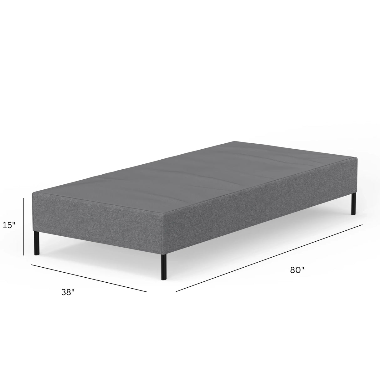 Twin XL Knock Down Grey Fabric Metal Mattress Foundation - Omega Lifestyles