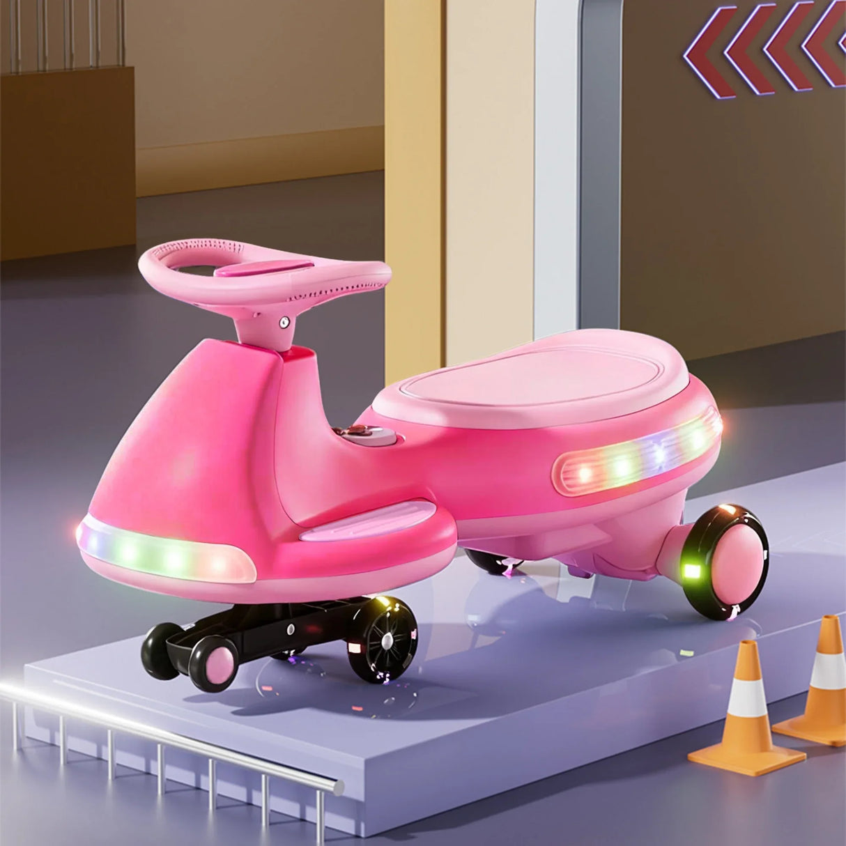 12V Electric Kids Wiggle Car With Bluetooth Lights - Omega Lifestyles