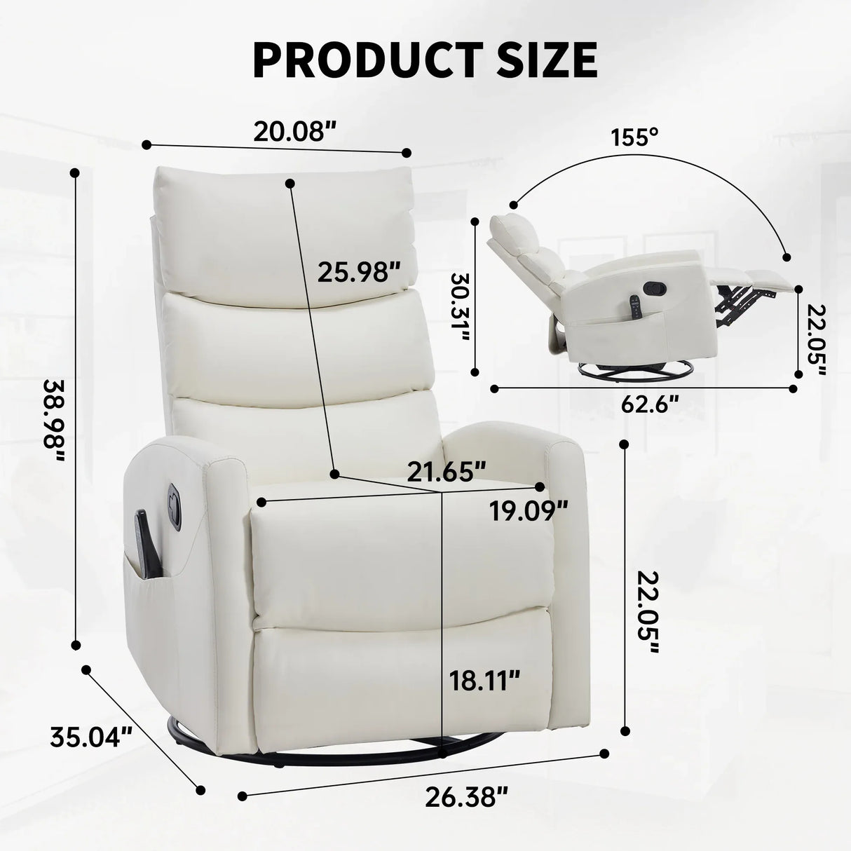 Heat Massage Recliner Chair With Swivel Rocker - Omega Lifestyles