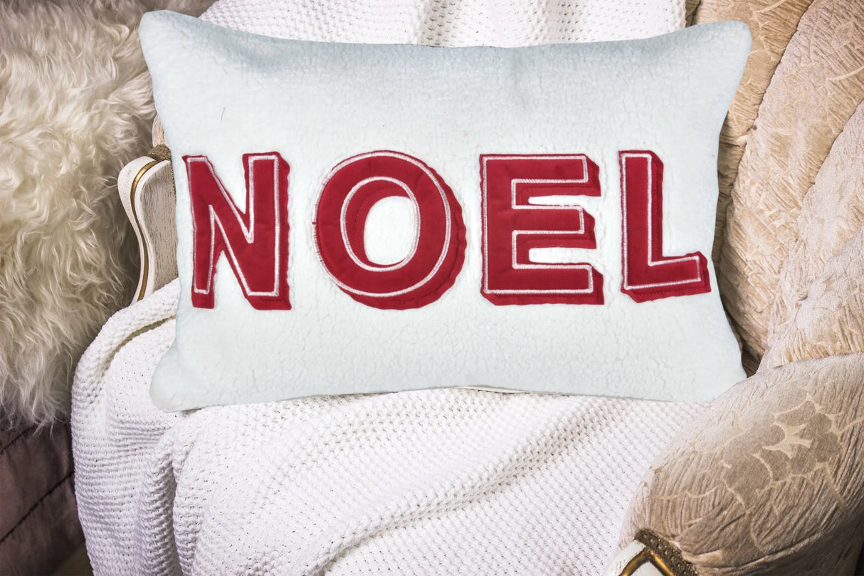 Noel Sherpa Textured 14x20 Inch Christmas Throw Pillow - Omega Lifestyles