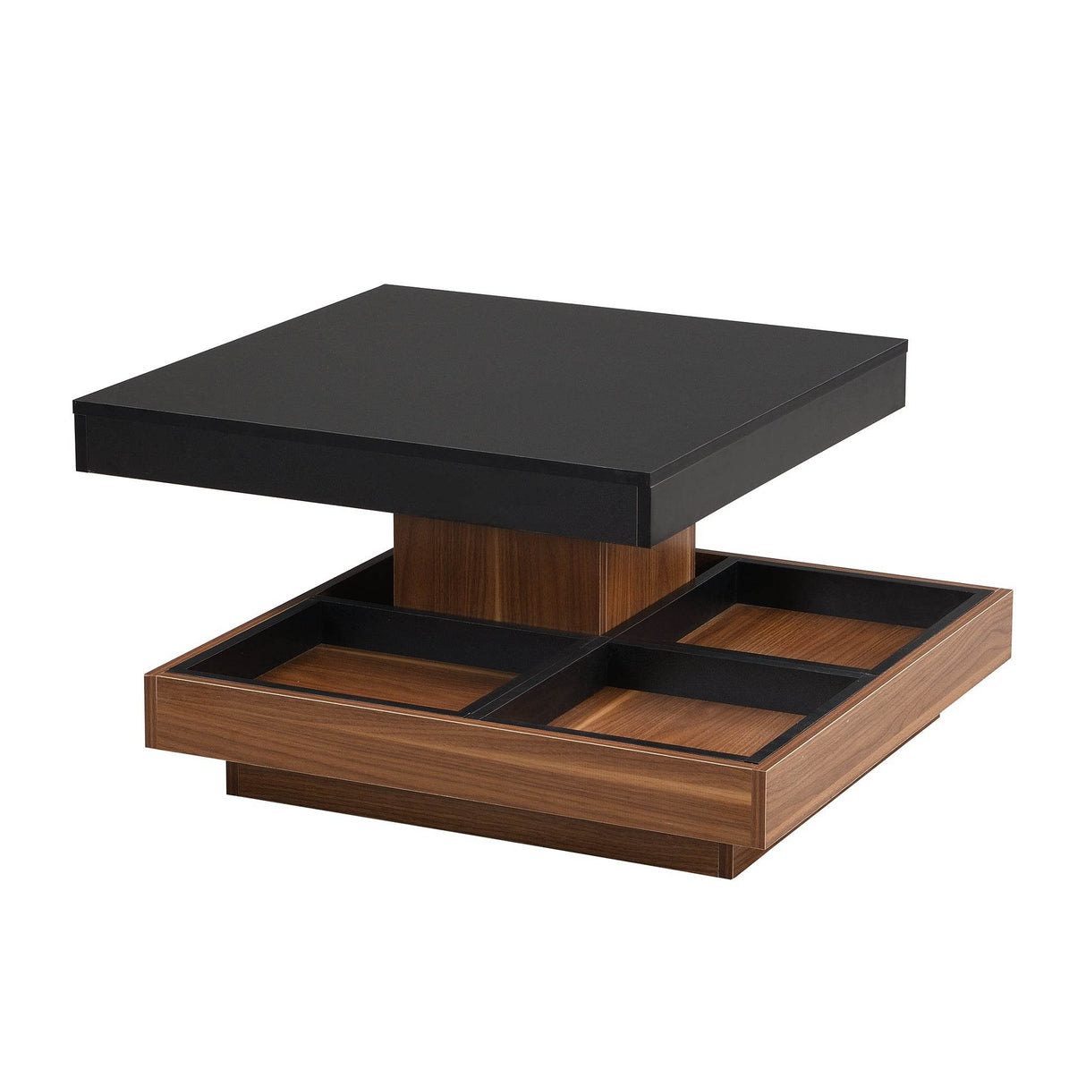 Modern Square 360° Rotating Black Walnut Coffee Table - Sleep Galleria