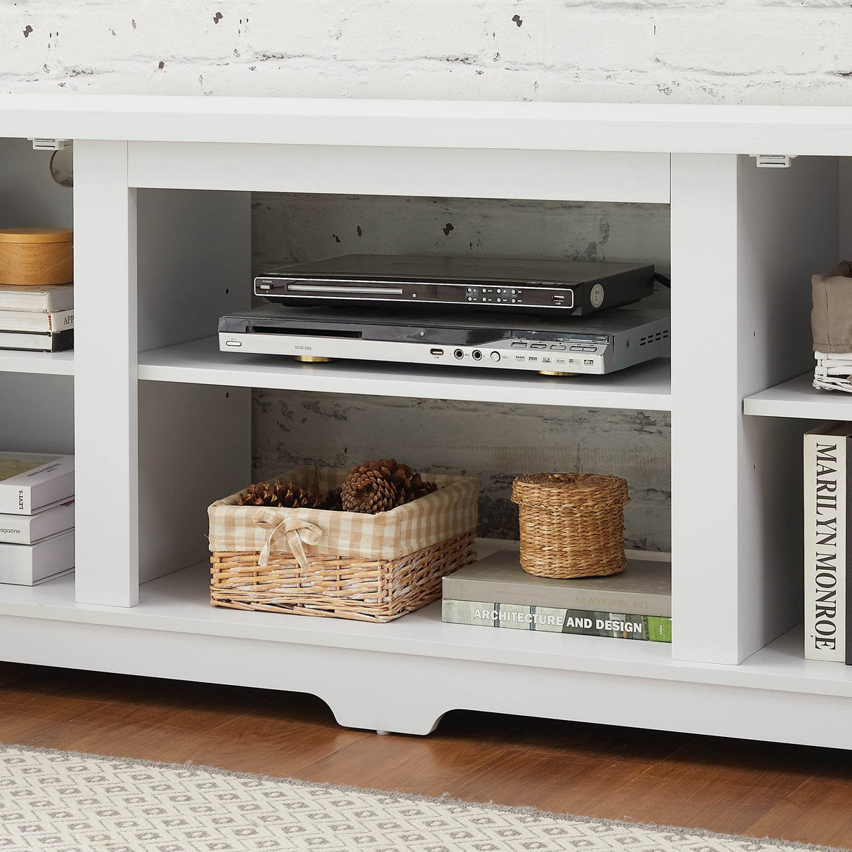 Modern Farmhouse White MDF TV Media Stand Console - Sleep Galleria
