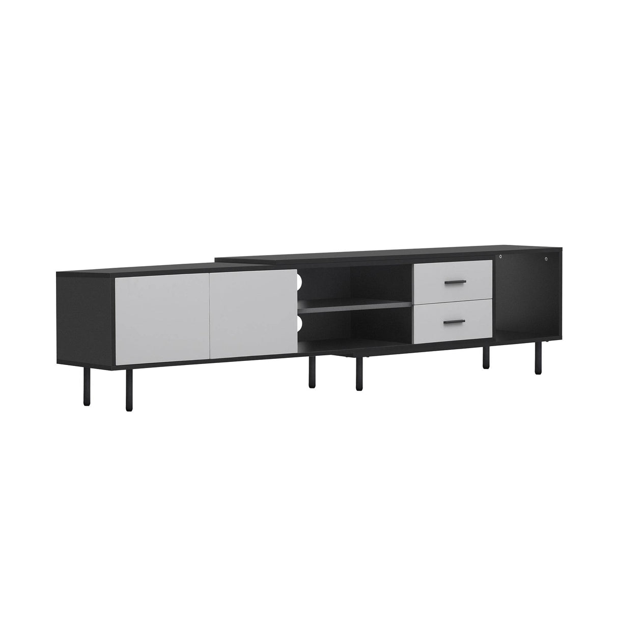 Modern Minimalist Black Grey MDF TV Stand - Sleep Galleria