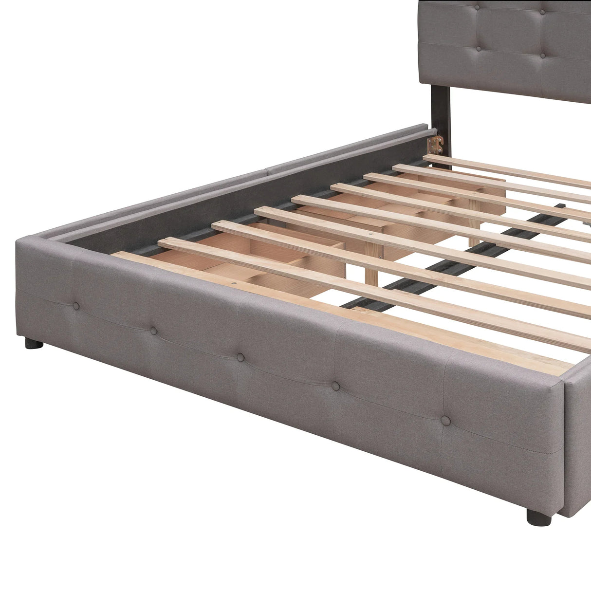 Upholstered Platform Bed With Drawers And Twin XL Trundle - Omega Lifestyles