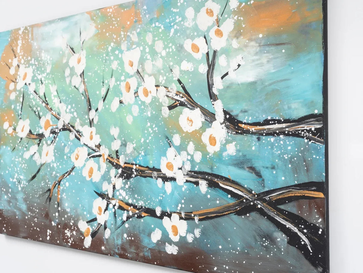 Hand-Painted Lime Green Landscape Canvas Wall Art - Omega Lifestyles