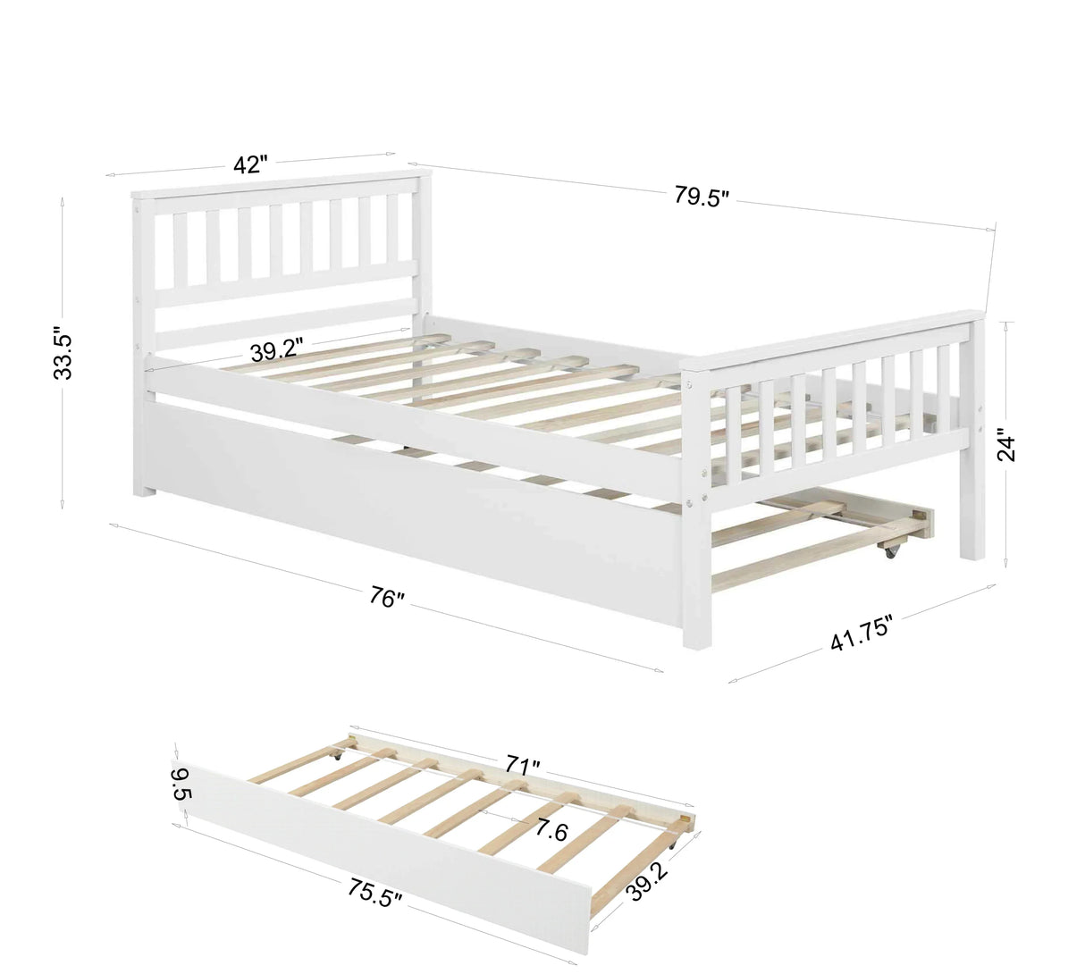 Twin Platform Bed Frame With Pull-Out Trundle - Omega Lifestyles