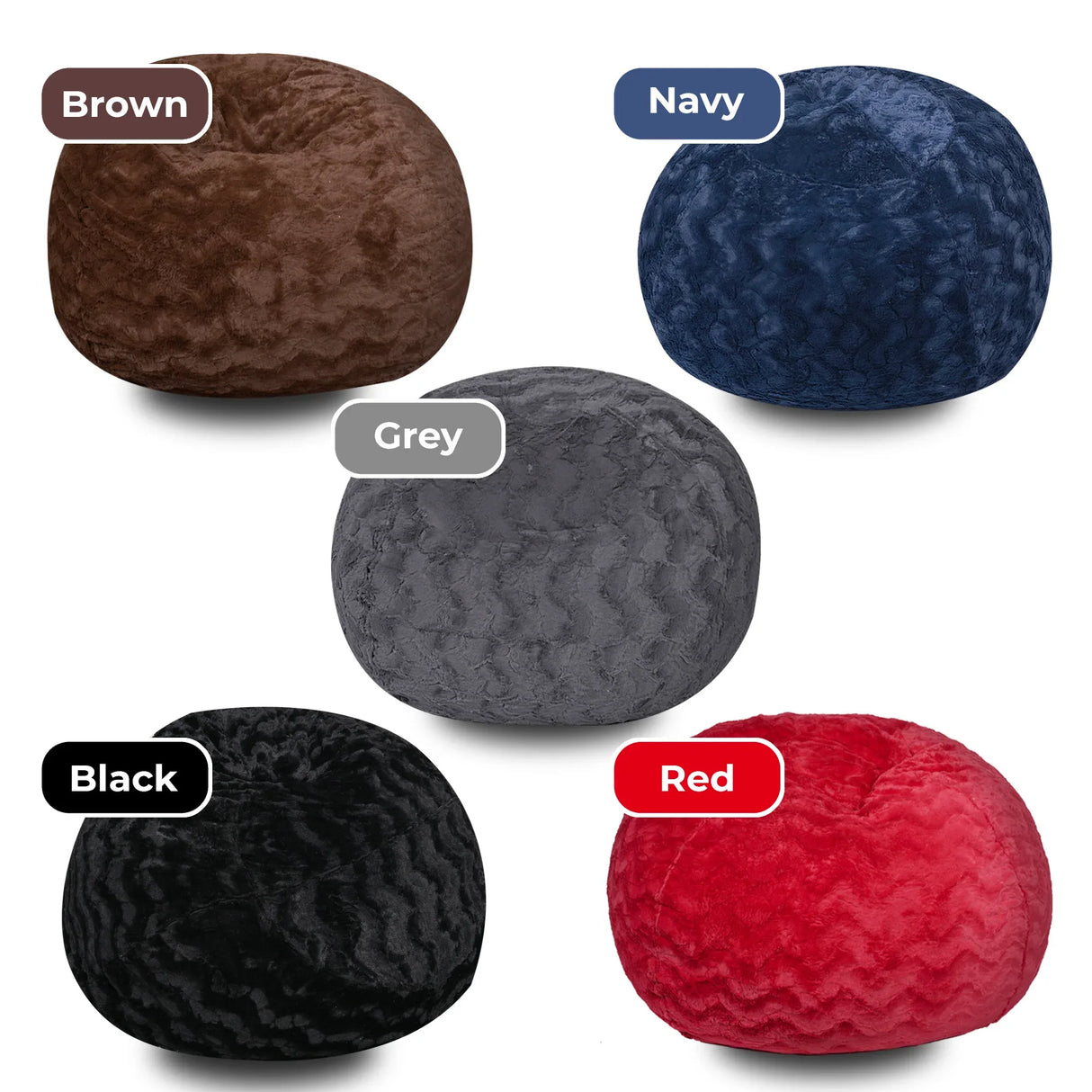 Red 3-Foot Faux Fur Memory Foam Bean Bag Chair - Omega Lifestyles