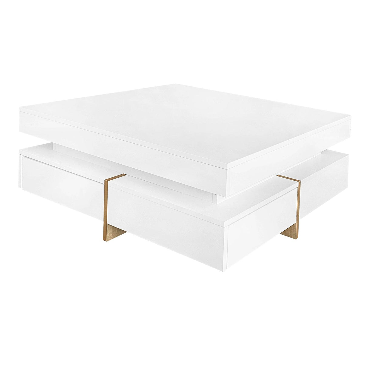 Modern High Gloss White Coffee Table With Drawers - Sleep Galleria