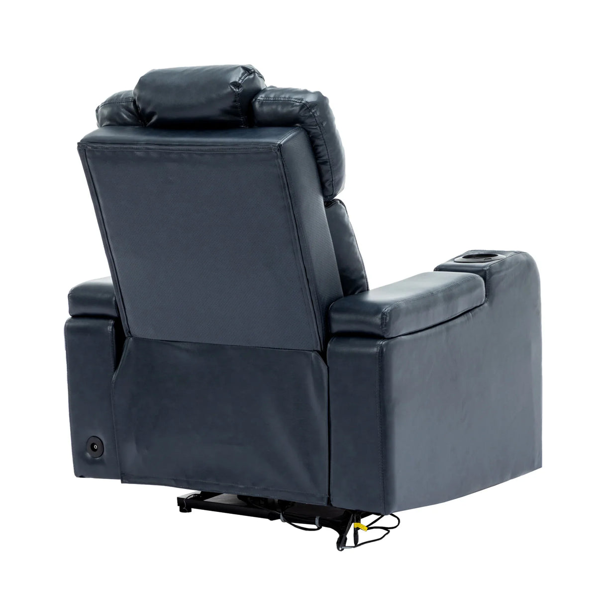 Blue PU Leather Power Recliner Chair With Cooling Cup Holder - Omega Lifestyles