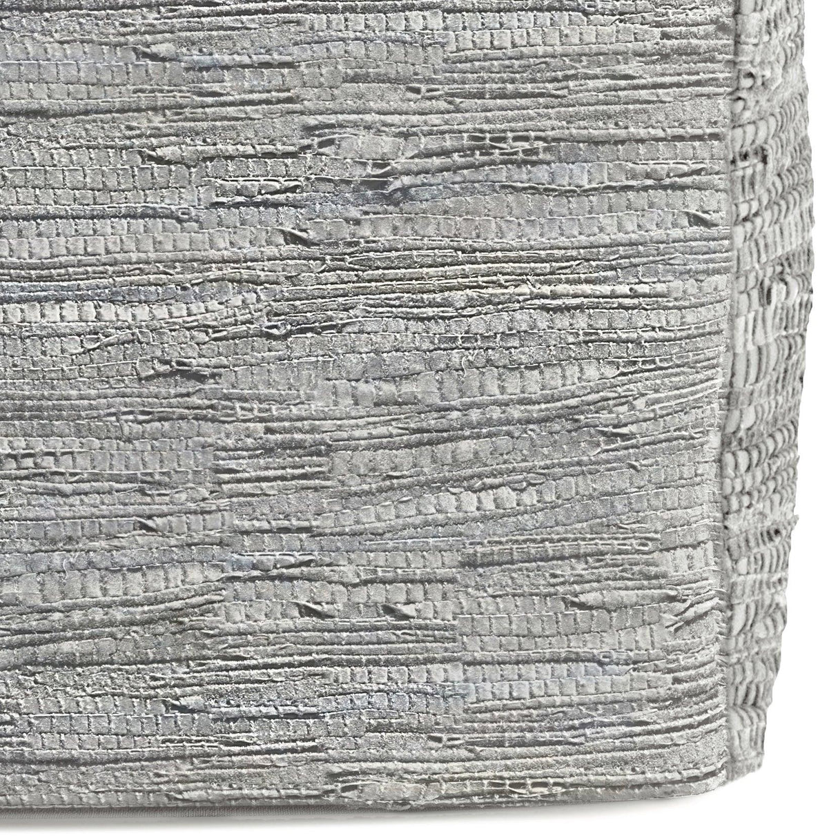 Cream Genuine Buffalo Leather Square Pouf Accent Ottoman - Omega Lifestyles