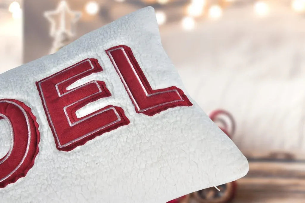 Noel Sherpa Textured 14x20 Inch Christmas Throw Pillow - Omega Lifestyles