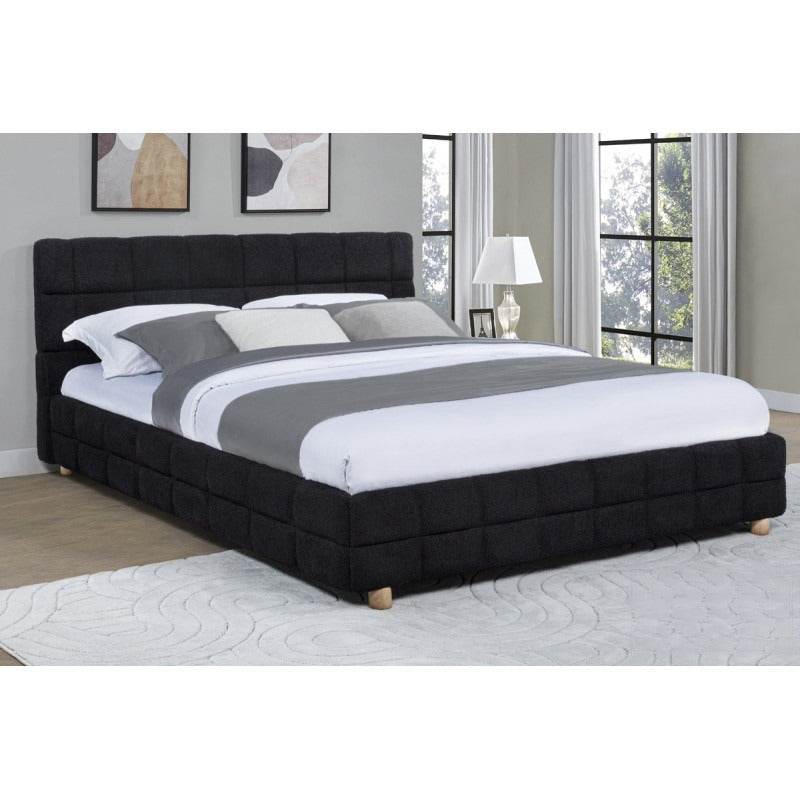 Contemporary Fleece Upholstered Low Profile Platform Bed