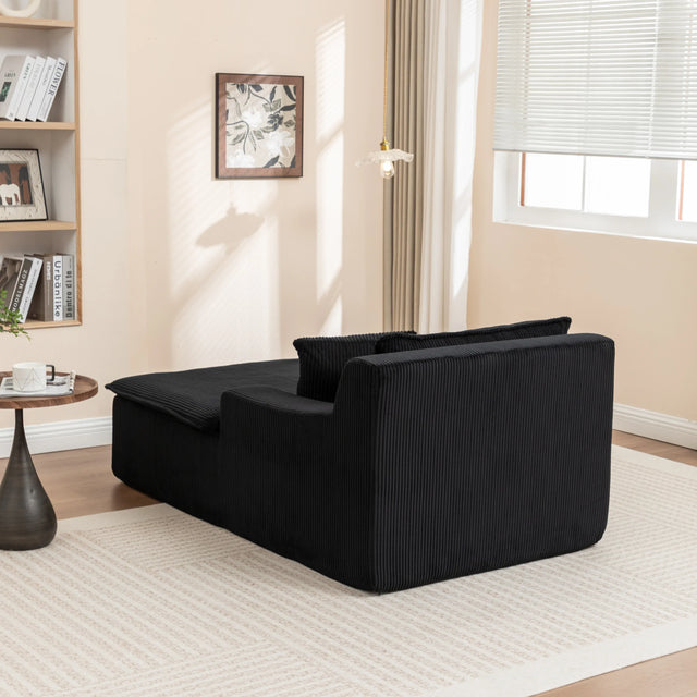 Corduroy Foam Left Armrest Chaise Lounge Chair - Omega Lifestyles