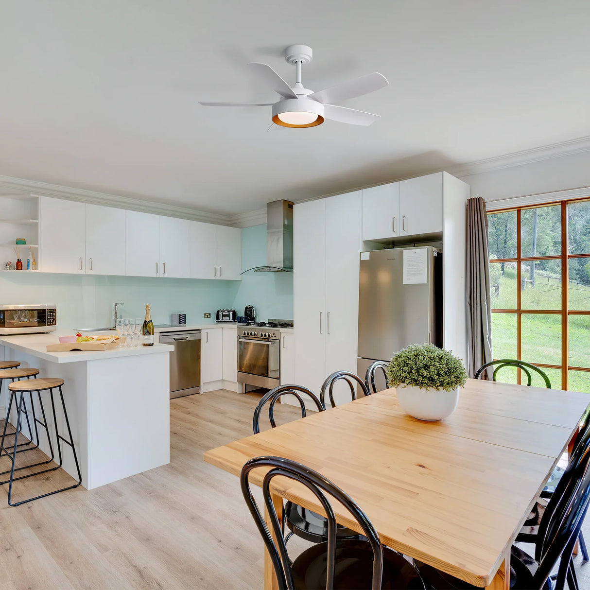 42-Inch White Remote Control Dimmable LED Ceiling Fan - Omega Lifestyles