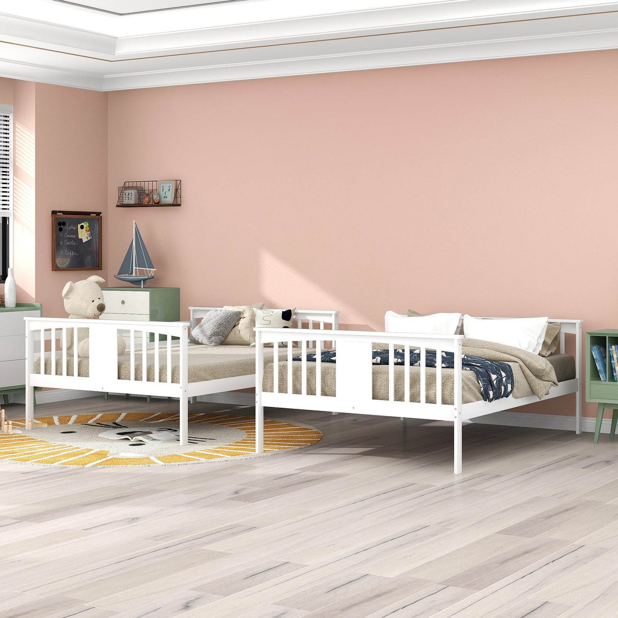 Full Full Solid Wood Convertible Bunk Bed - Omega Lifestyles