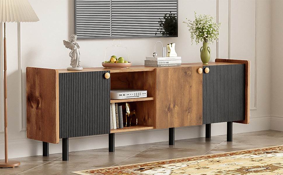 Mid Century Modern TV Stand With Storage Cabinets - Sleep Galleria