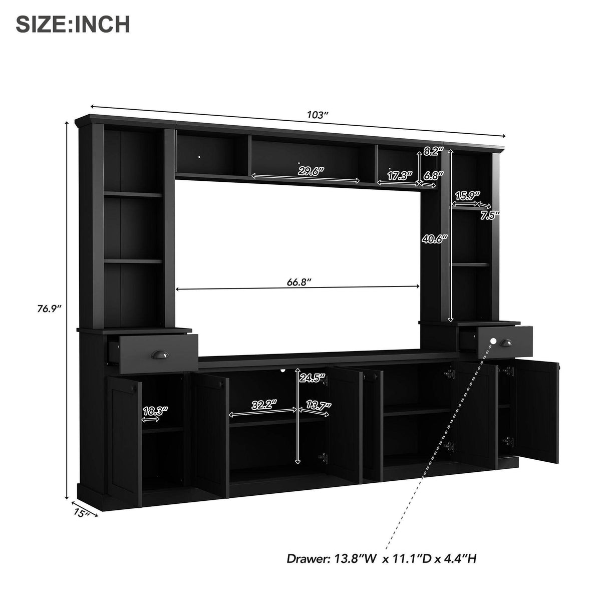Adjustable Height Black Particle Board TV Stand Console - Sleep Galleria