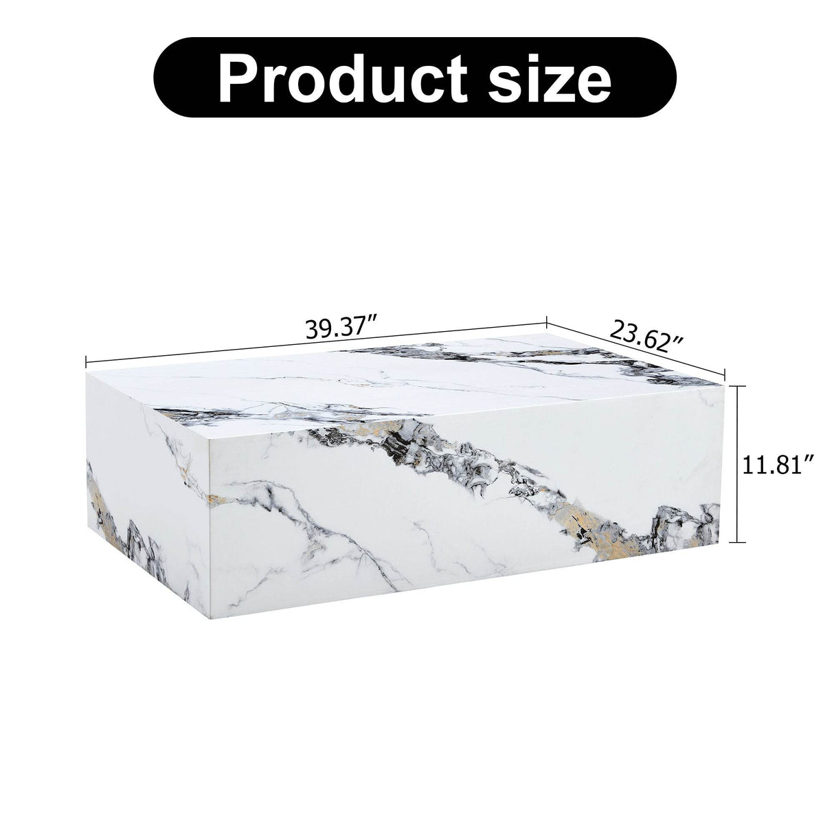MDF Marble Pattern Modern White Coffee Table - Sleep Galleria