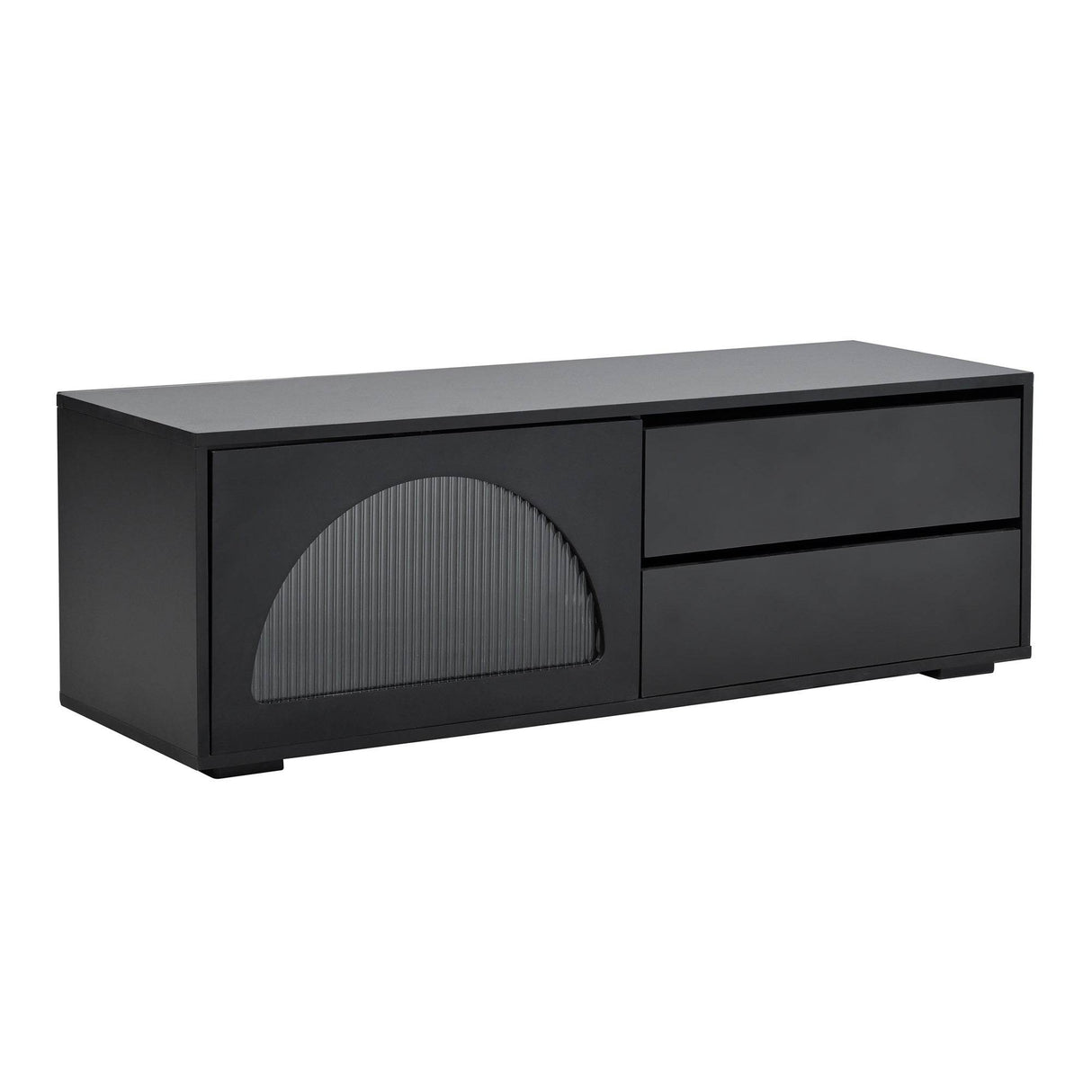 Modern Black TV Stand With LED Light And Storage - Sleep Galleria