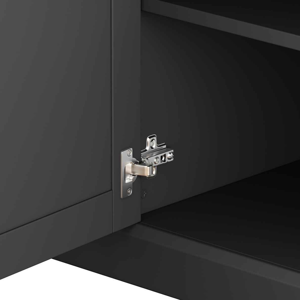 Adjustable Height Black Particle Board TV Stand Console - Sleep Galleria