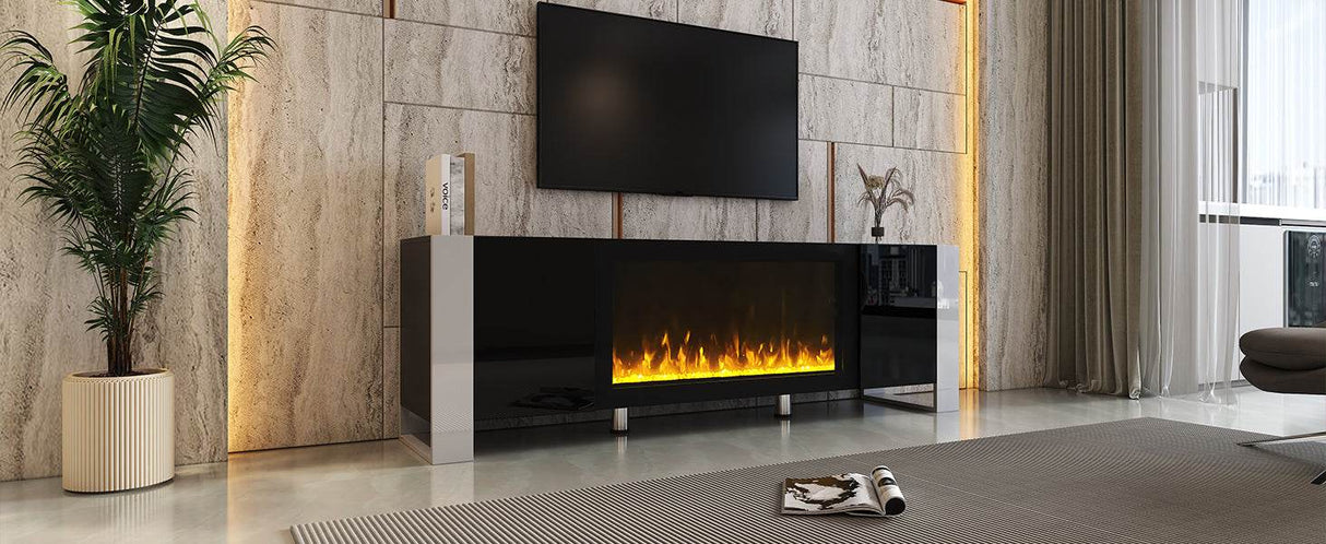 Modern Minimalist TV Stand With Electric Fireplace - Sleep Galleria