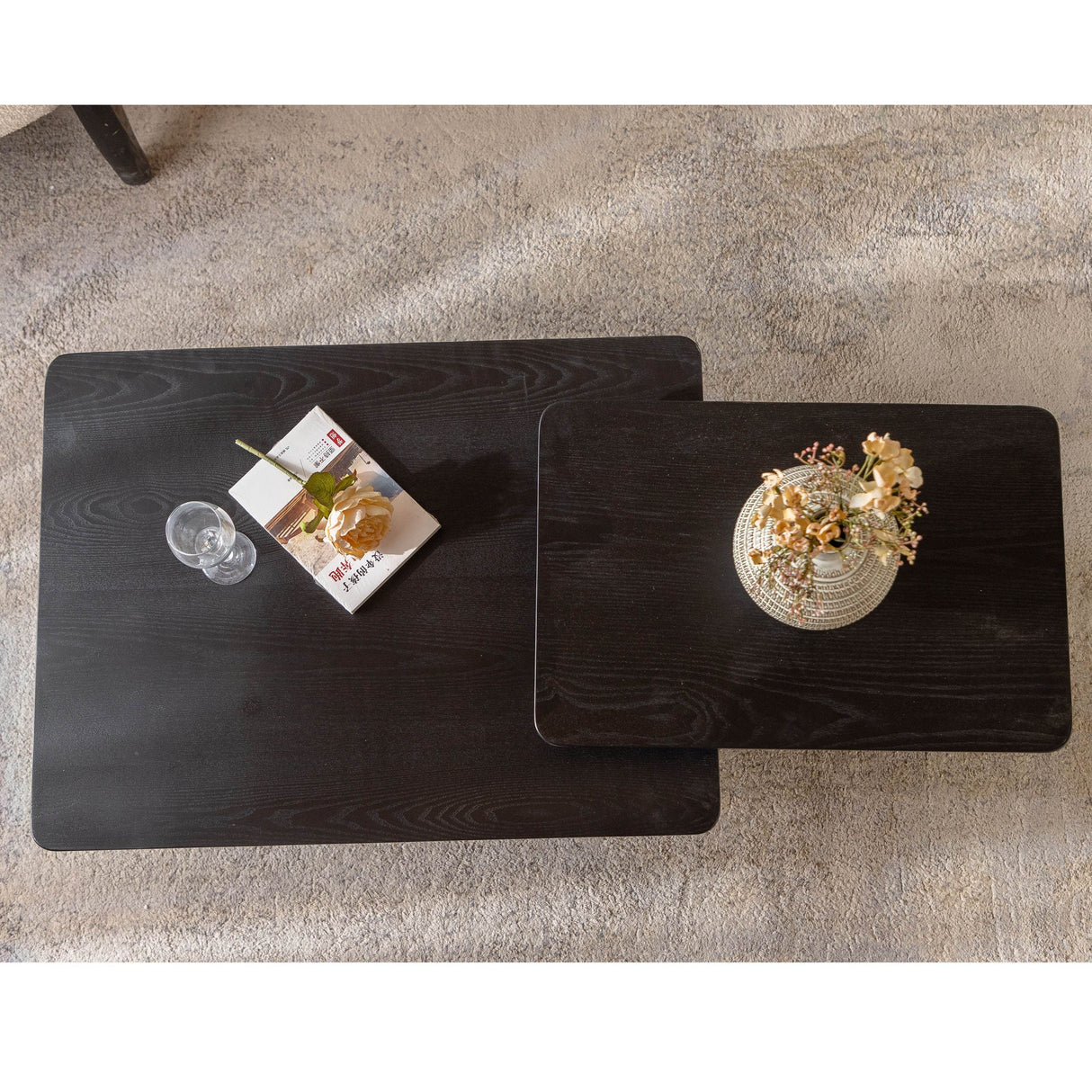 Set Of 2 Vintage Style Square Wood Grain Coffee Tables - Sleep Galleria