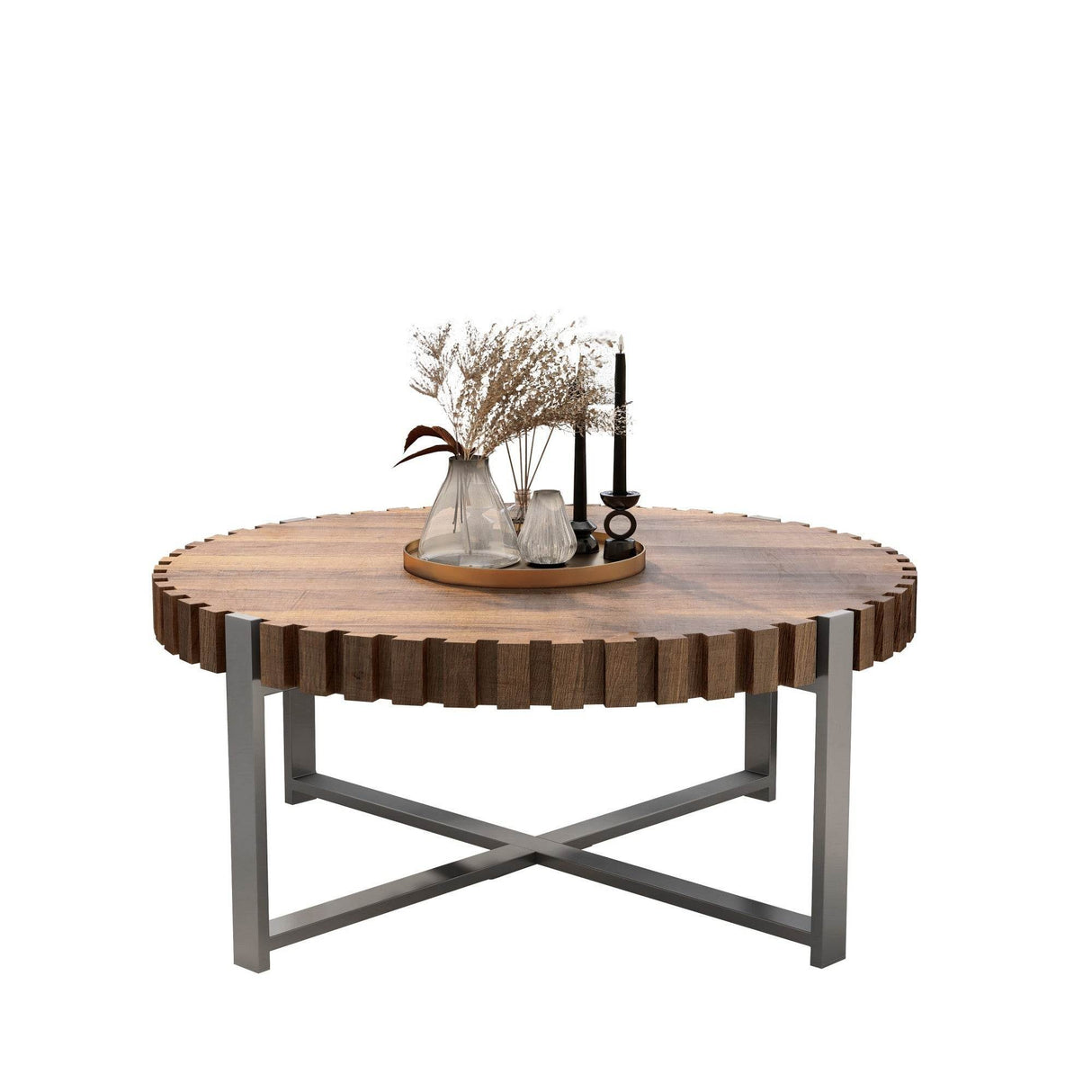 Modern Circular Wood Grain Drum-Shaped Coffee Table - Sleep Galleria