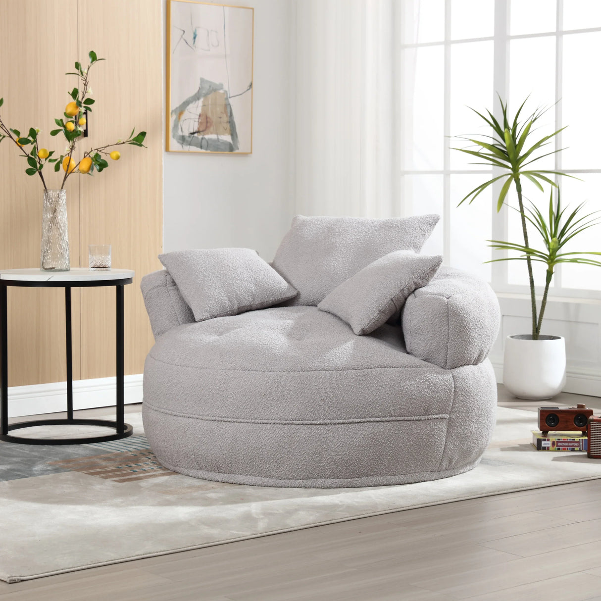 Modern Chenille Circular Foam Sponge Sleeper Chair - Omega Lifestyles