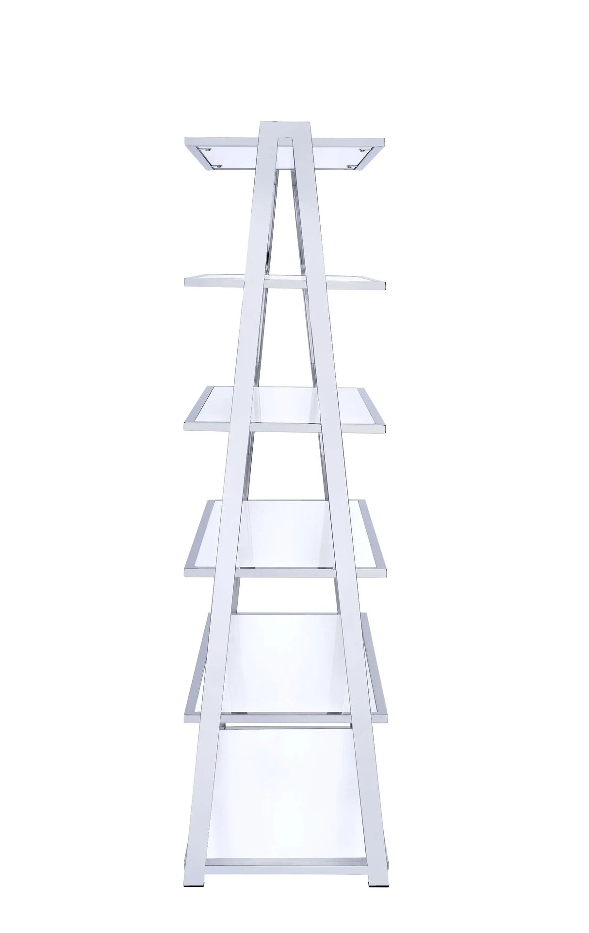 High Gloss Chrome Finish Synthetic Wood Bookshelf - Omega Lifestyles