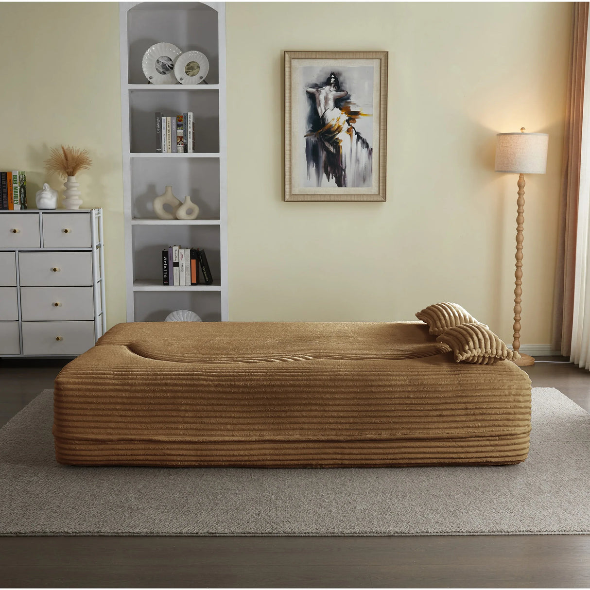 Full Size Folding Plush Corduroy Sleeper Sofa Bed With Pillows - Omega Lifestyles