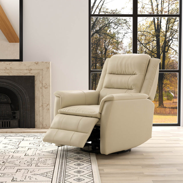Swivel Glider Recliner With Manual Footrest And Leather Upholstery - Omega Lifestyles