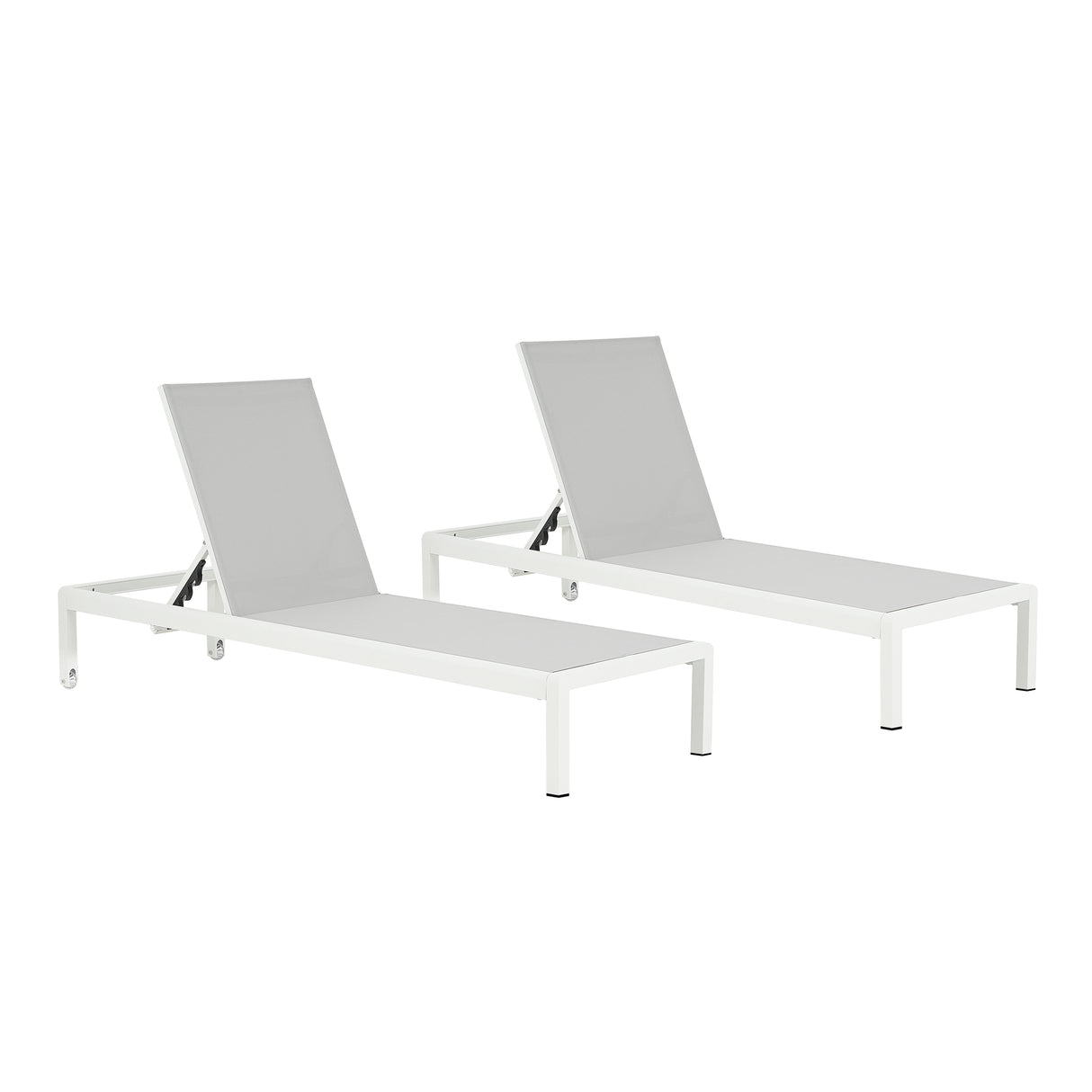 Outdoor Aluminum Adjustable Mesh Lounge Chair Set Of 2