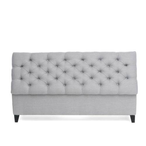Contemporary Light Gray Fabric Button-Tufted Storage Ottoman - Omega Lifestyles