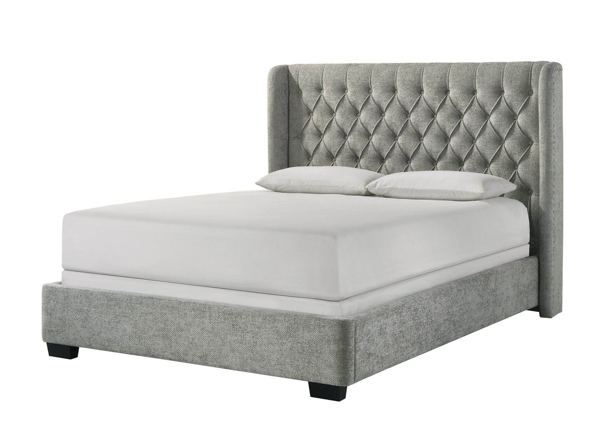 Contemporary Upholstered Wood King Size Bed Frame