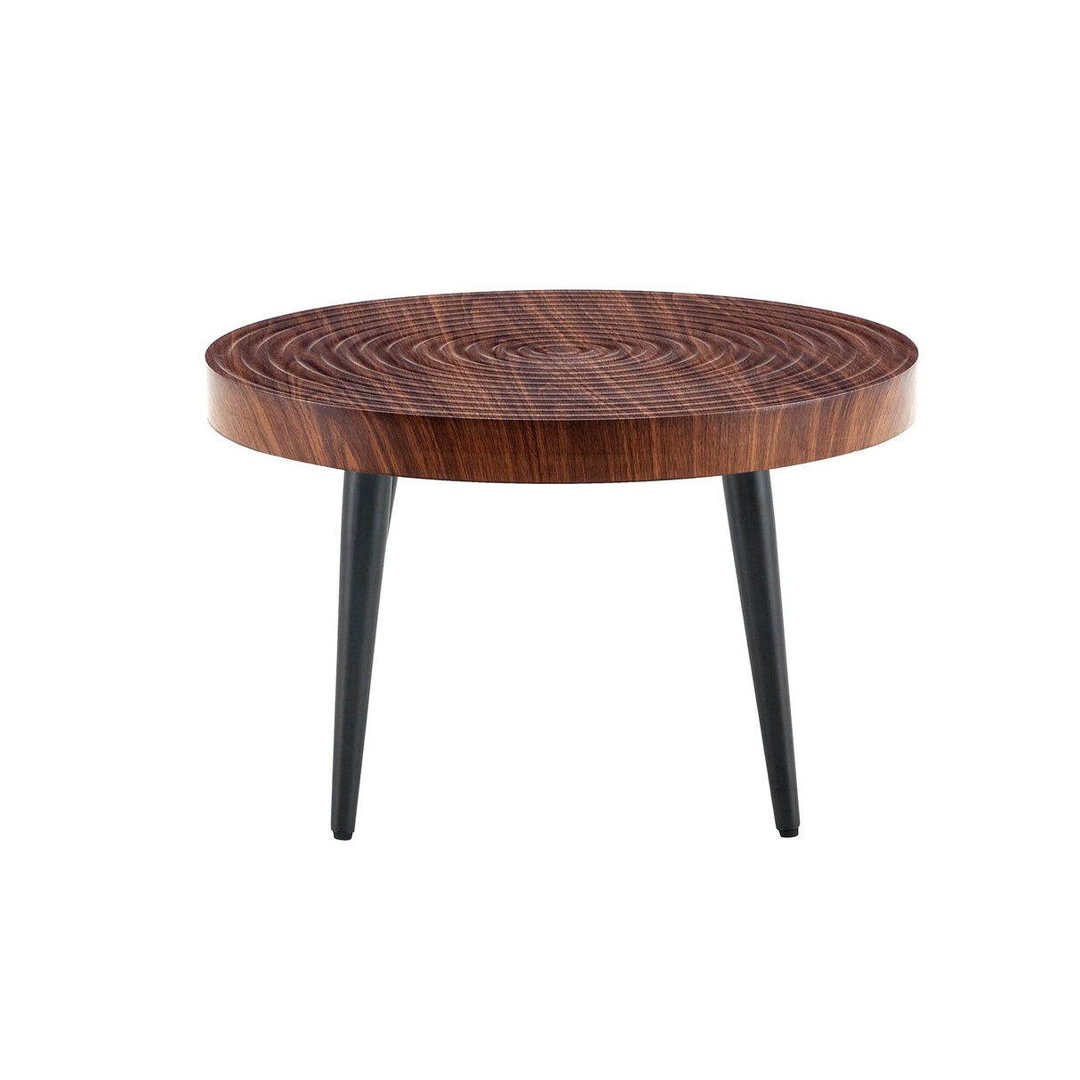 Modern Round MDF And Metal Walnut Coffee Table - Sleep Galleria