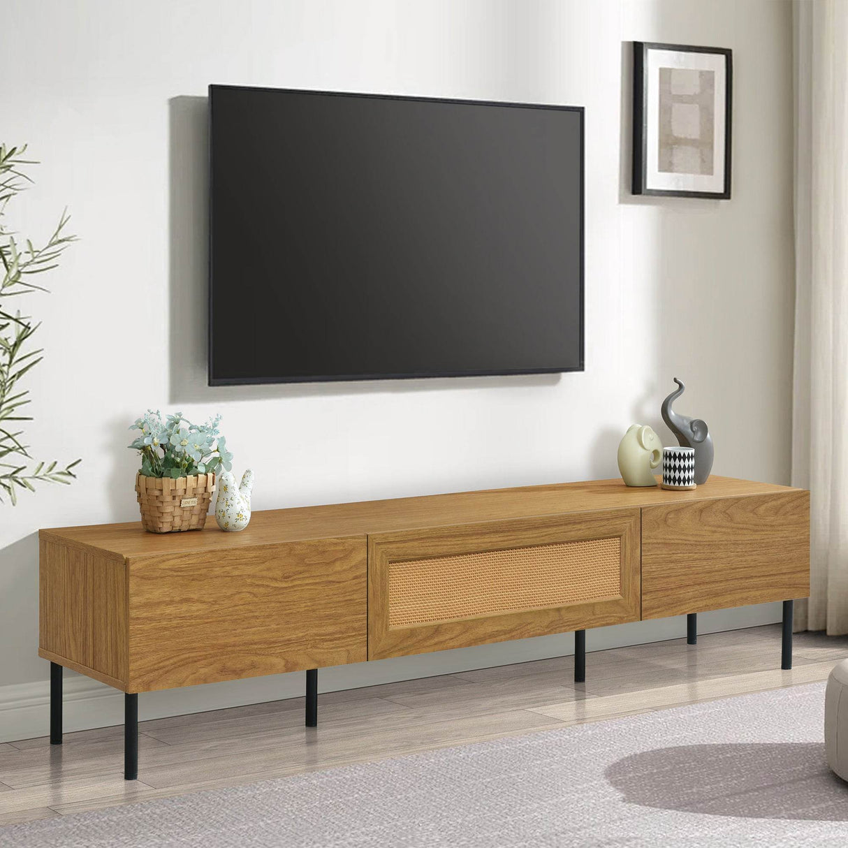 Boho Farmhouse Particle Board TV Stand Cabinet - Sleep Galleria