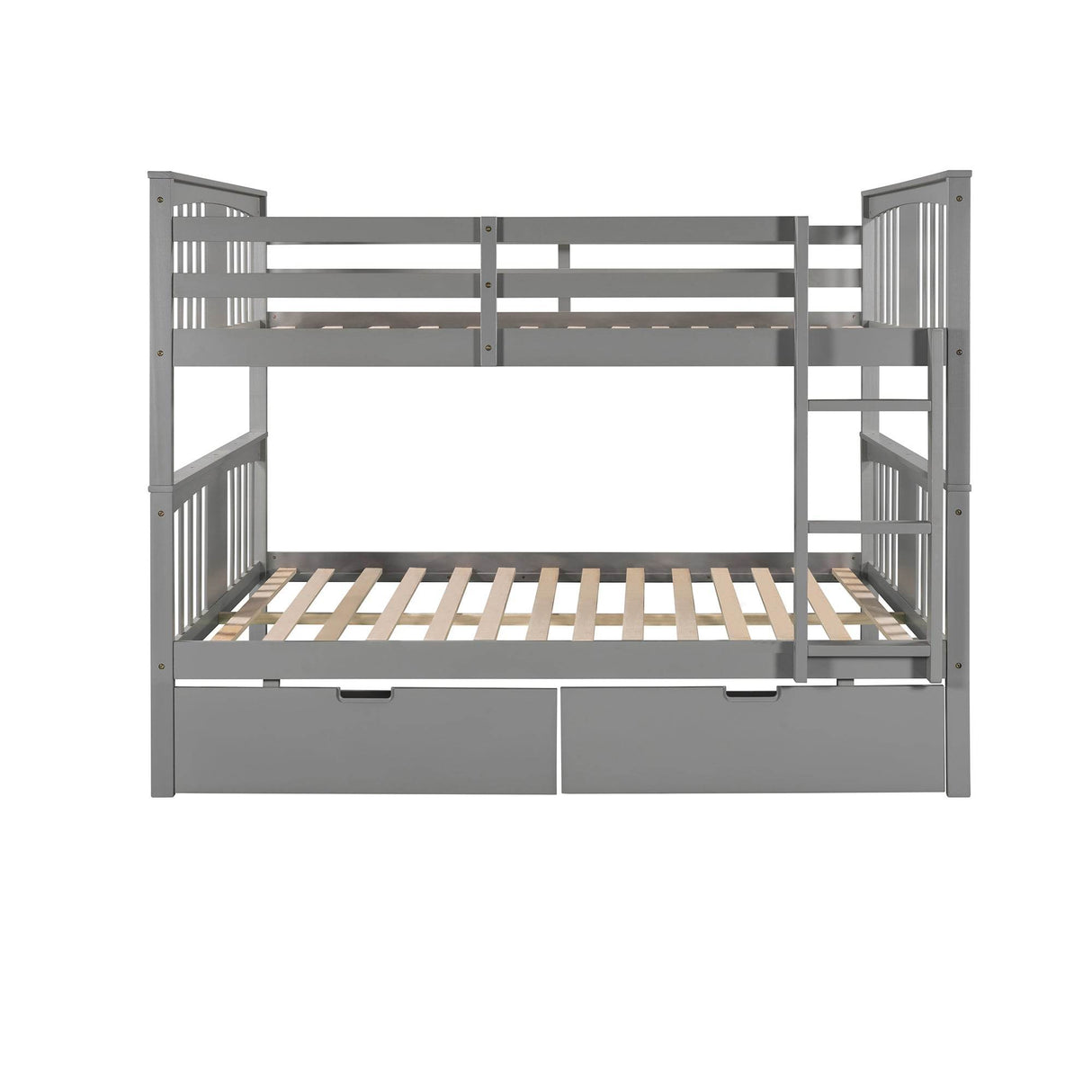 Full Over Full Solid Wood Gray Bunk Bed With Drawers - Omega Lifestyles