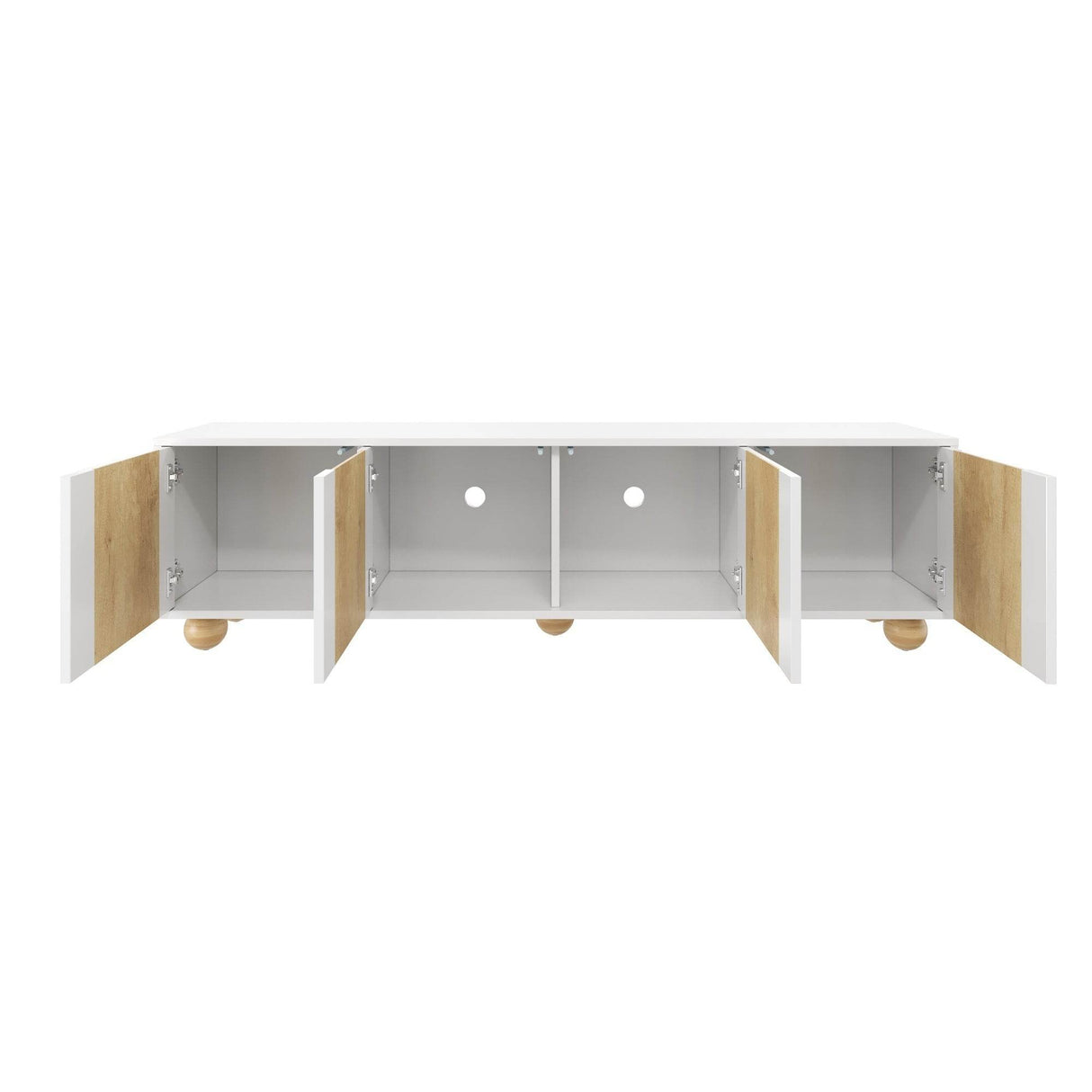 Farmhouse White MDF TV Stand With Cabinets - Sleep Galleria