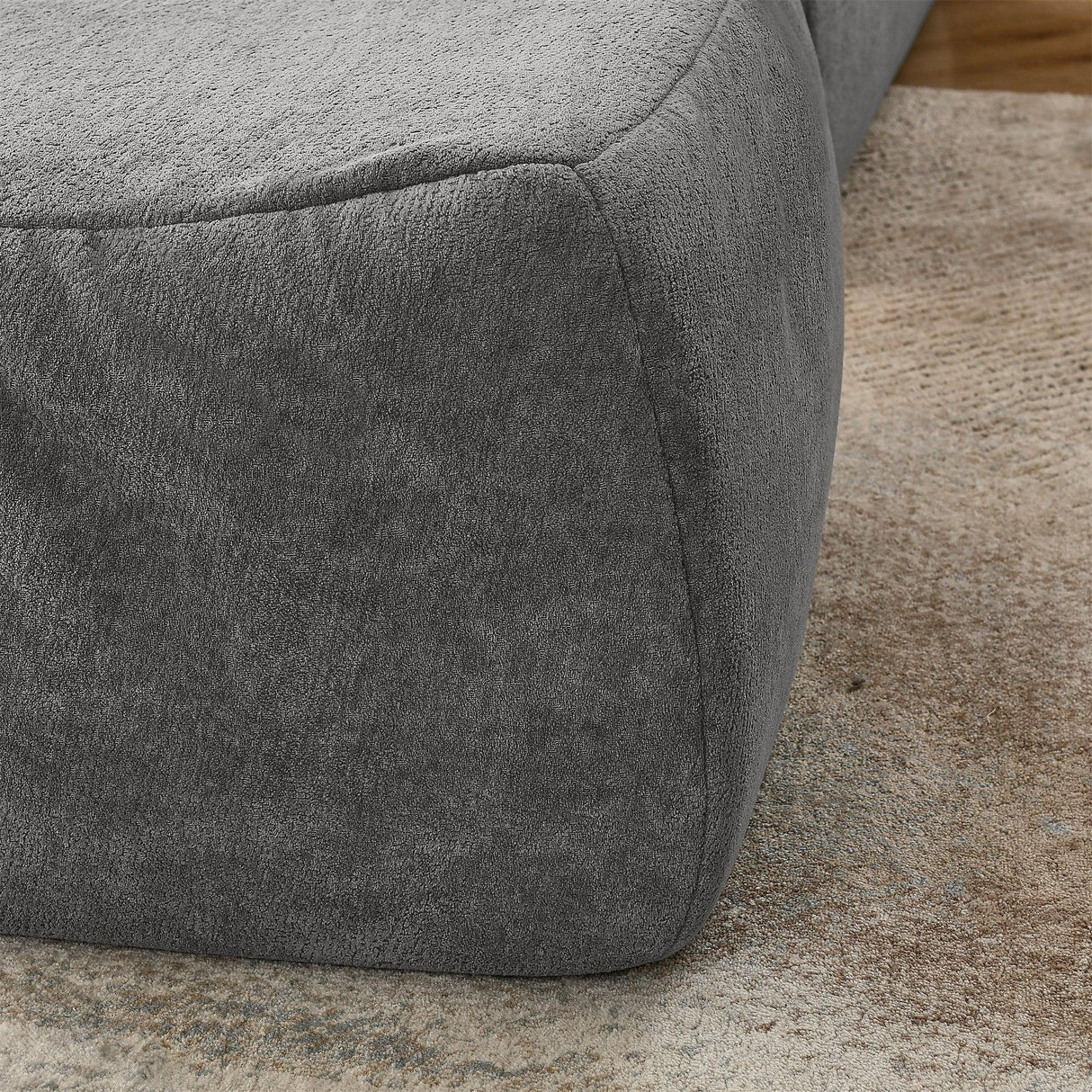 Chenille Medium-Soft Bean Bag Chair With Ottoman - Omega Lifestyles