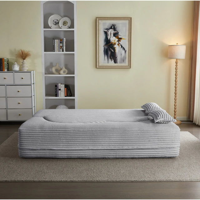 Full Size Plush Corduroy Folding Sleeper Sofa Bed With Pillows - Omega Lifestyles