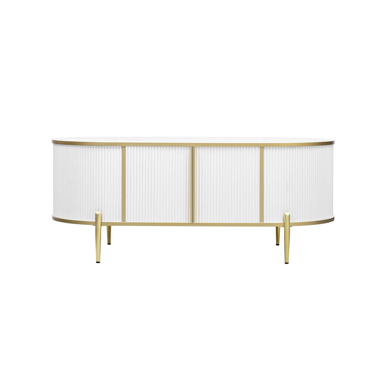 Modern Fluted MDF Coffee Table With Storage Cabinets - Omega Lifestyles
