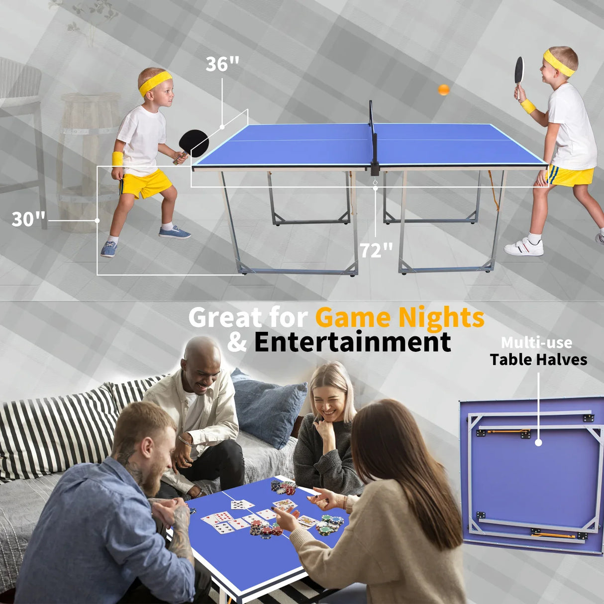 Foldable Mid-Size 6-Foot Table Tennis Table Set - Omega Lifestyles