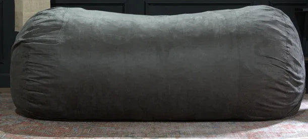 Microfiber Foam Filled Cylindrical Charcoal Bean Bag Chair - Omega Lifestyles
