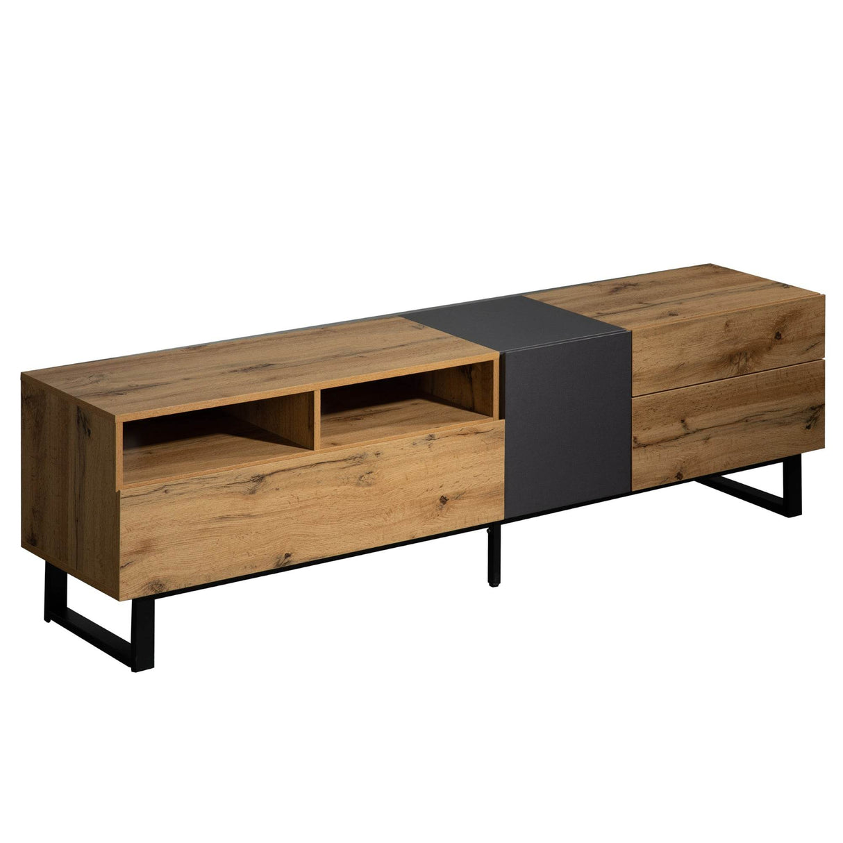 Modern Wood TV Stand With Drop Down Storage - Sleep Galleria