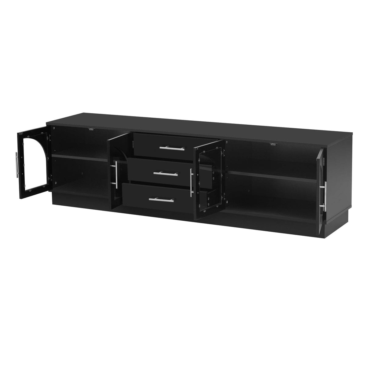 Modern Minimalist Black MDF TV Stand With Storage - Sleep Galleria