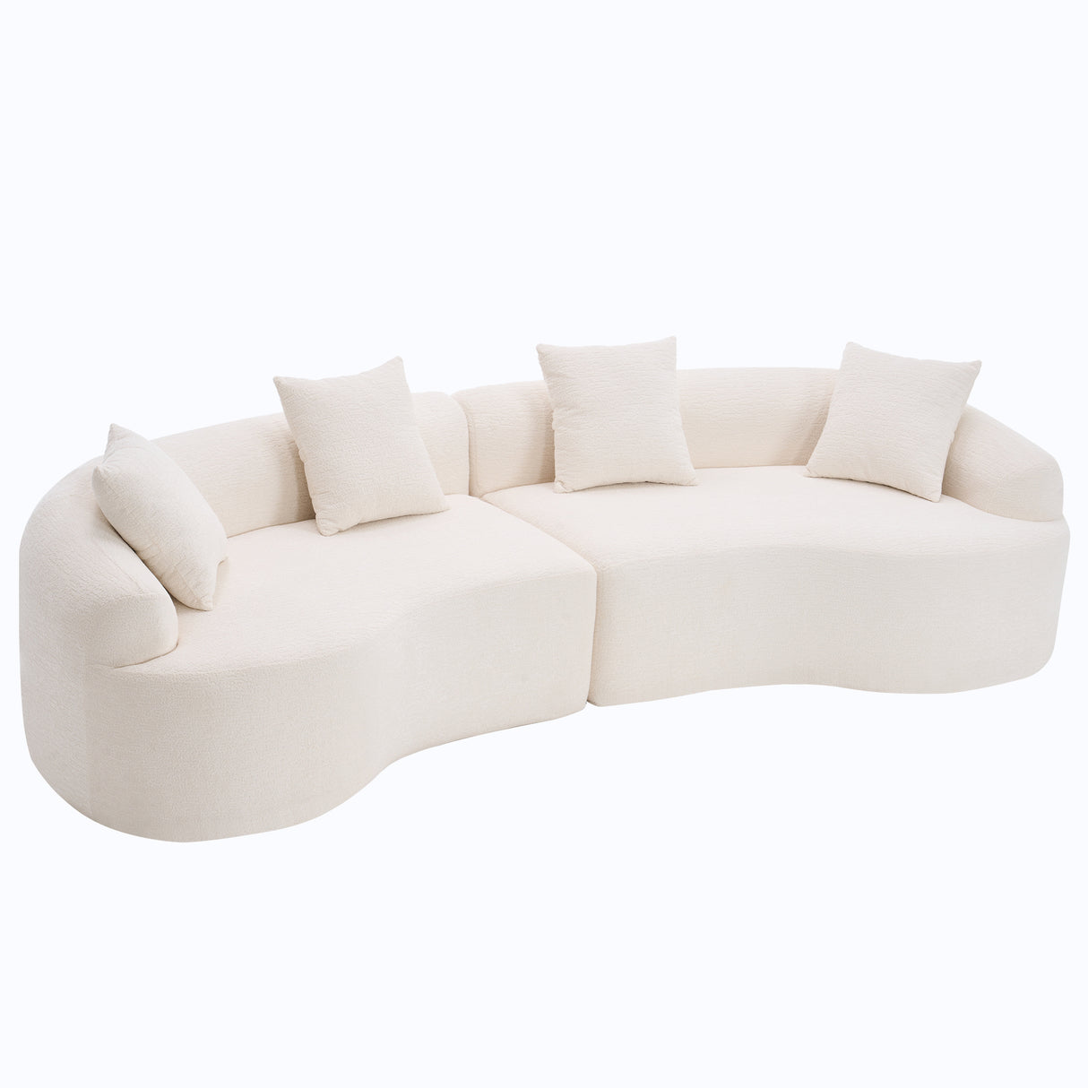 Curved White Foam And Spring Modular Sectional Sofa