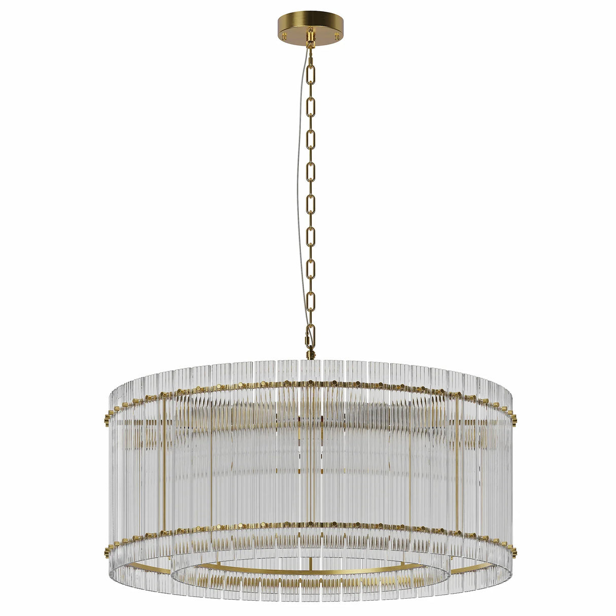 Modern Gold 37-Inch Round 8-Light Crystal Chandelier - Omega Lifestyles
