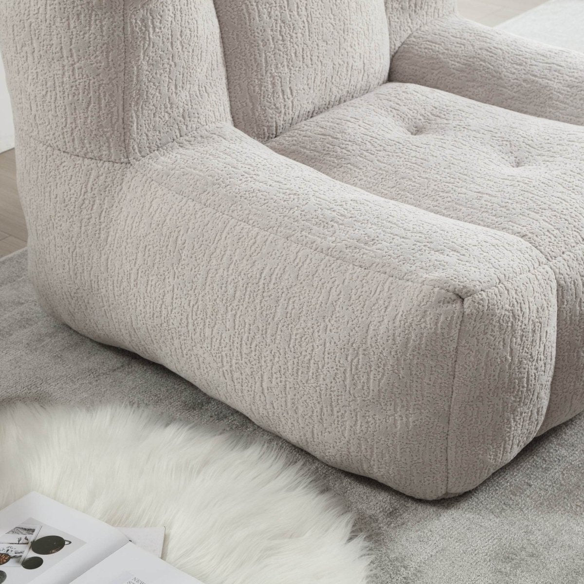 Fluffy Velvet Bean Bag Chair With Ottoman - Sleep Galleria