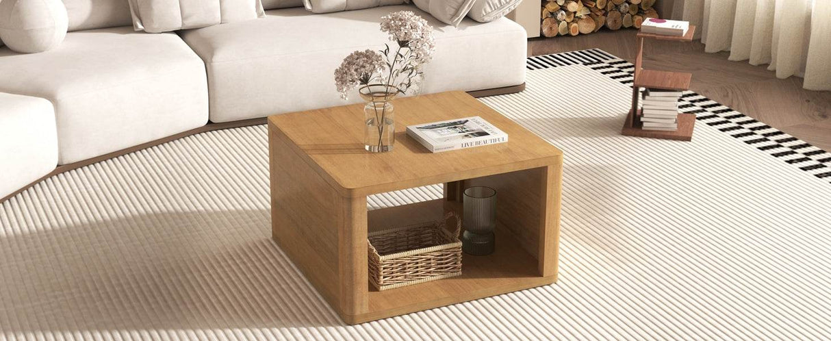 Natural Farmhouse Square Coffee Table With Storage - Sleep Galleria